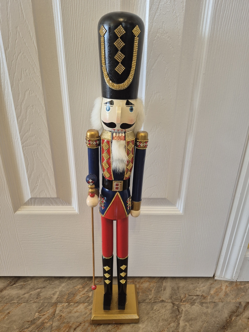Festive Red, Blue & Gold Nutcracker Holiday Figurine - Picture 2 of 5
